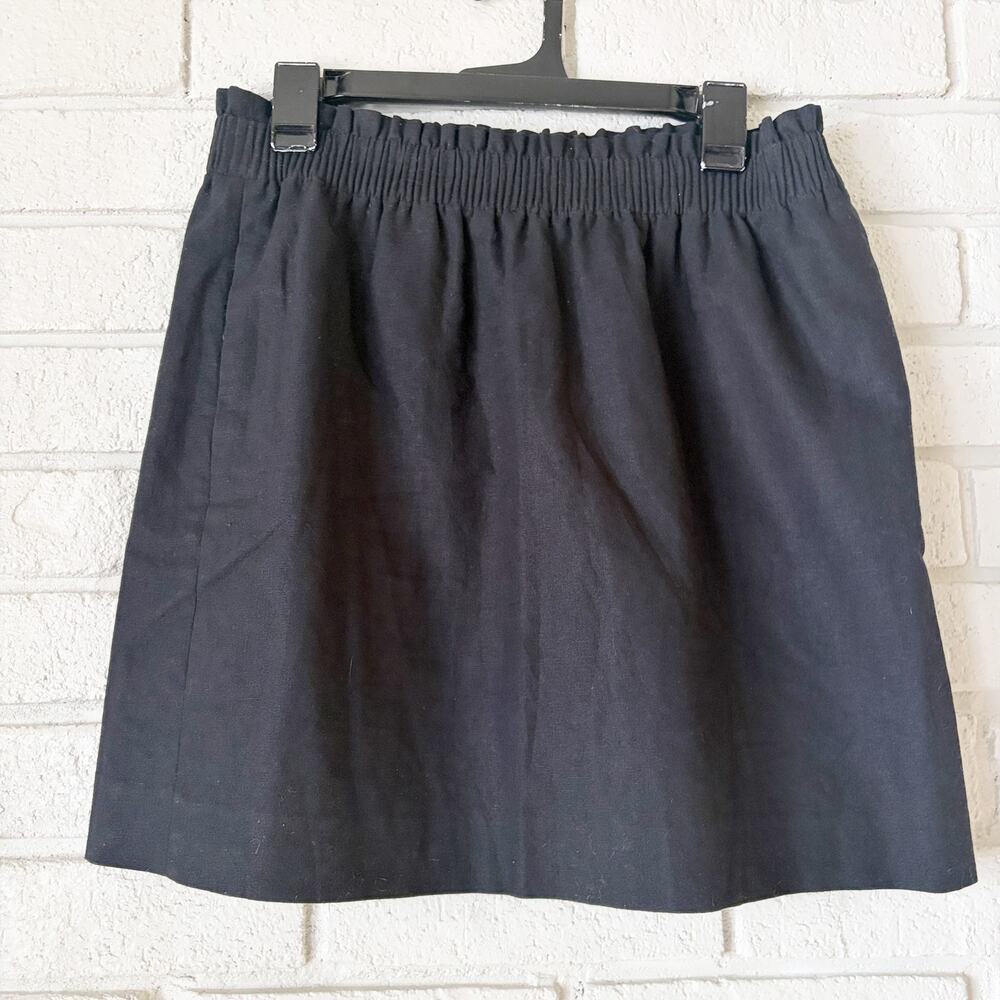 J. Crew Black Linen Blend Paperbag Mini Skirt Women's 10 Classic Staple Capsule